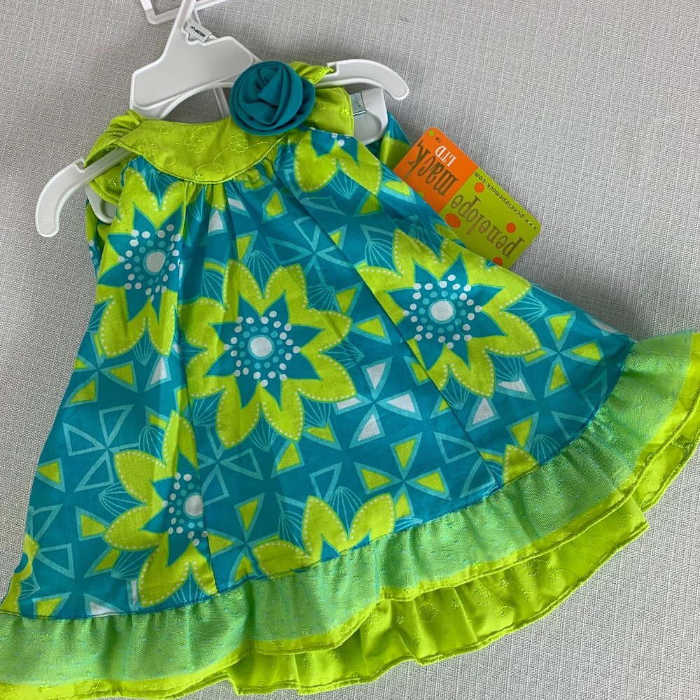 NWT Penelope Mack Girls Turquoise & Green Dress